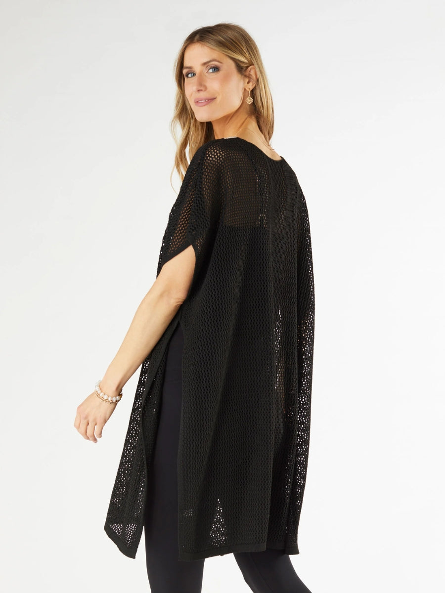Coco + Carmen V-Neck Crochet Cover Wrap Black